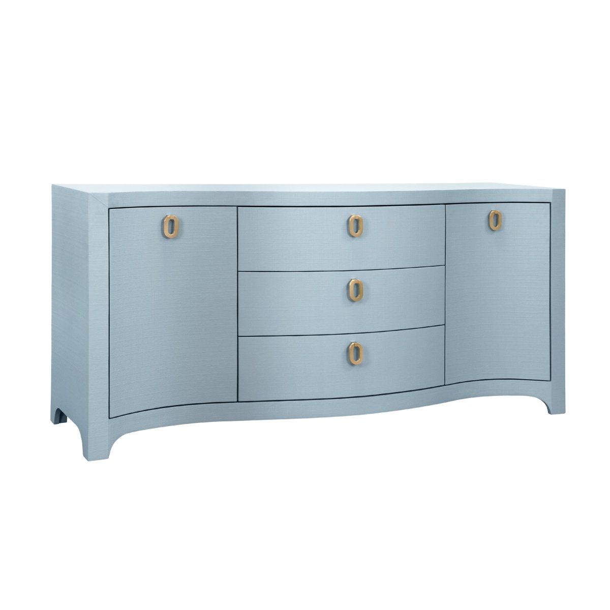 Paulina Modern Classic Light Blue Textured Linen Buffet by Worlds Away at Fig Linens and Home 3