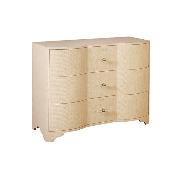 Plymouth Natural Grasscloth Drawer Chest by Worlds Away - Angle View - Fig Linens and Home