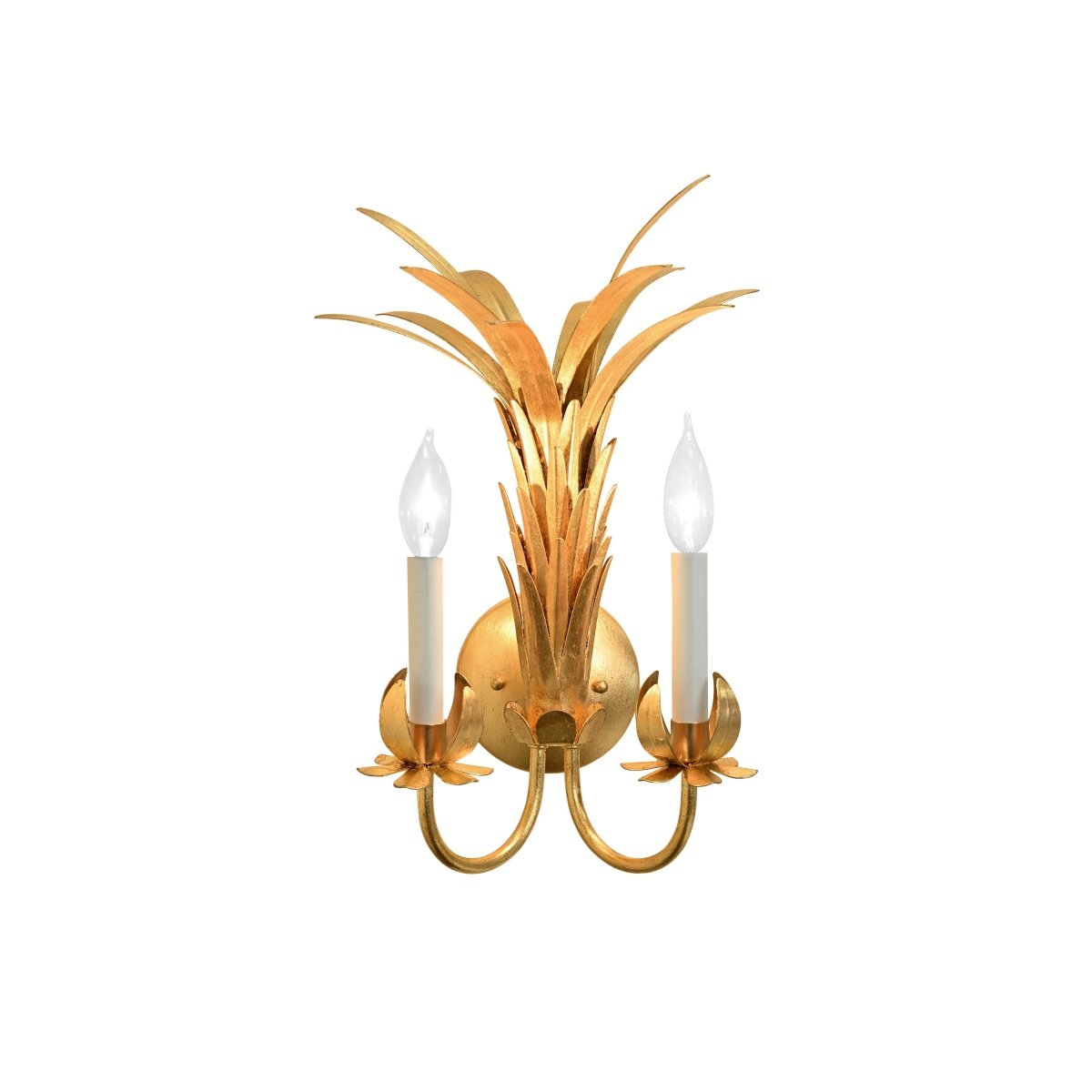 Reseda Gold Sconce by Worlds Away at Fig Linens and Home | Two-Arm Wall Sconce View 1