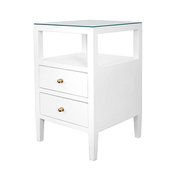 Roscoe White Side Table by Worlds Away at Fig Linens and Home - Side View