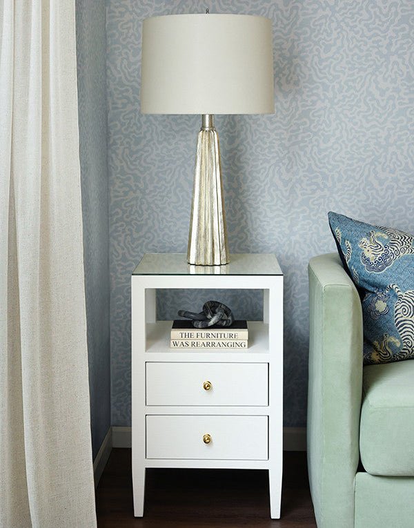 Worlds Away Roscoe White Side Table - Lifestyle View 3 at Fig Linens and Home