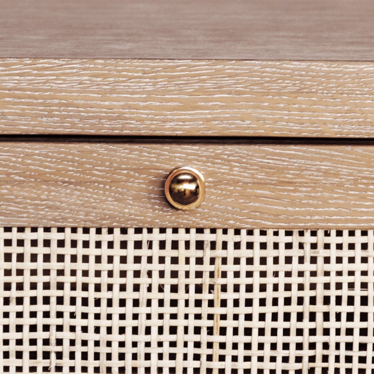Ruth Cerused Oak One Door Cabinet with Cane Front by Worlds Away at Fig Linens and Home - Detail
