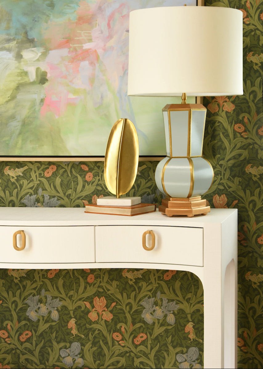 Sabrina White Console Table by Worlds Away at Fig Linens and Home - Lifestyle View 1