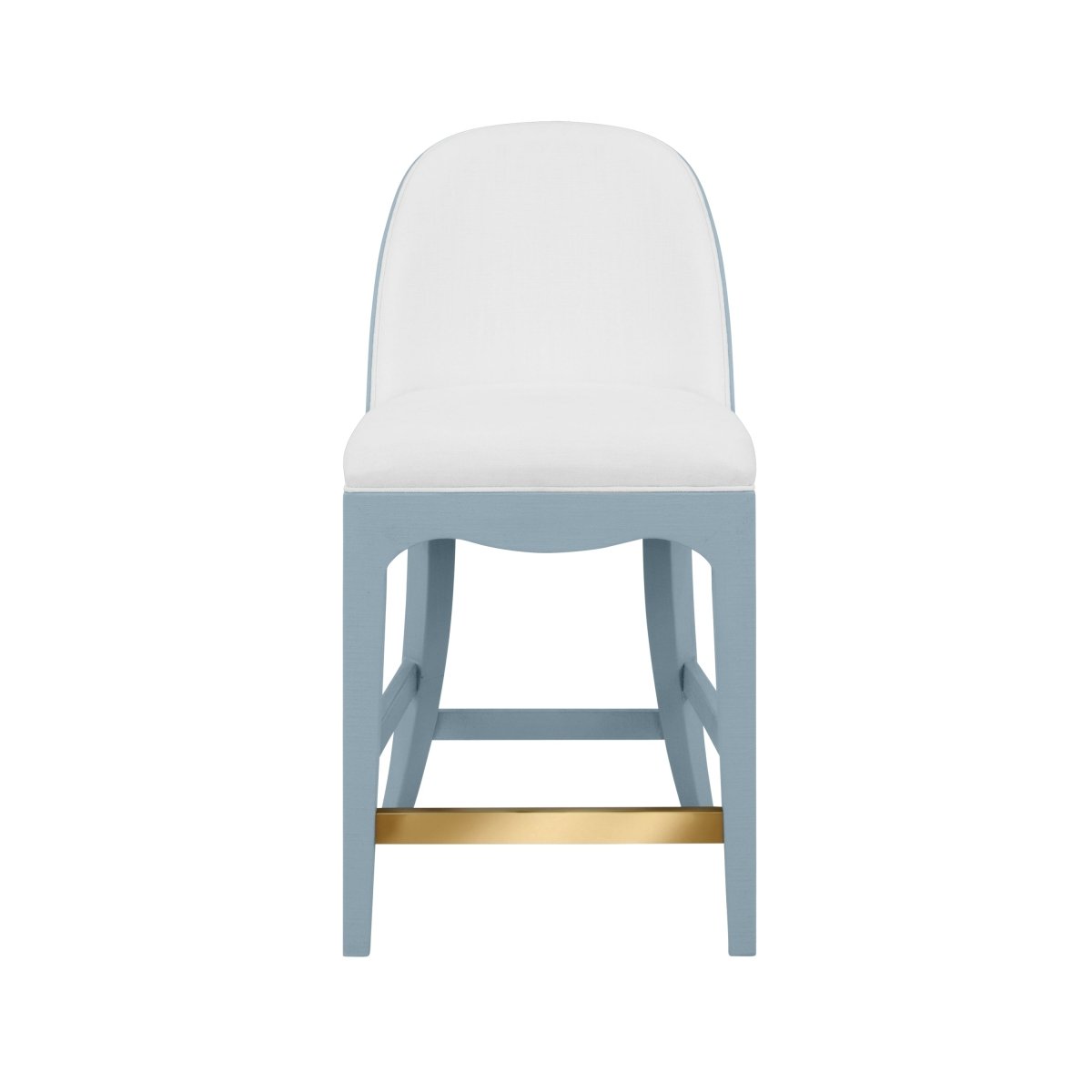 Sadie Light Blue Counter Stool by Worlds Away at Fig Linens and Home - Front View