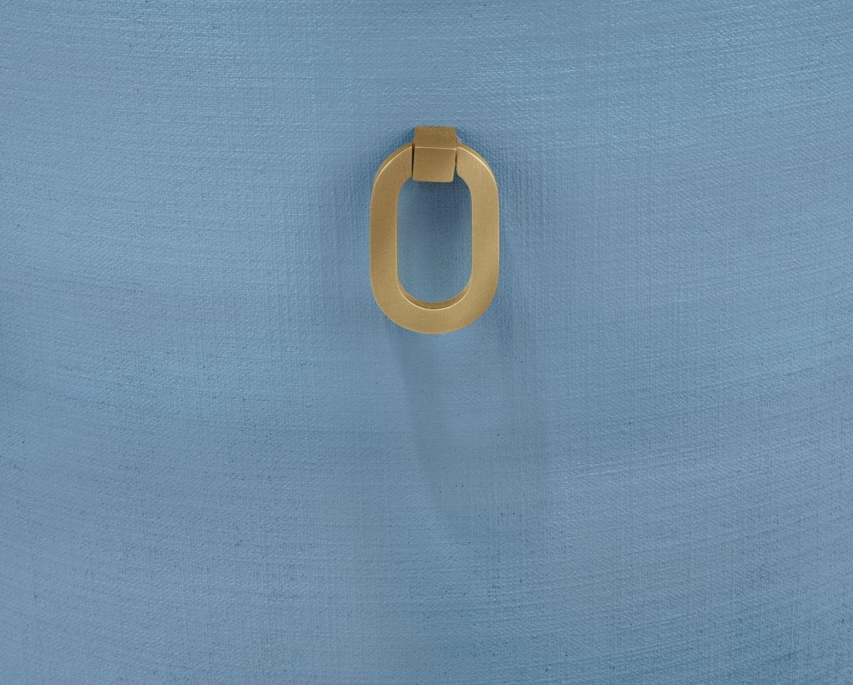 Sadie Light Blue Dining Chair by Worlds Away | Detail of Hardware at Fig Linens and Home