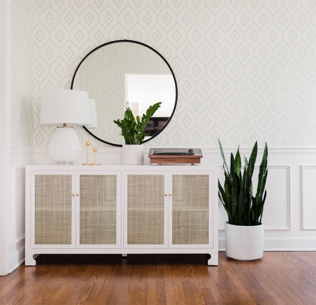 Sofia White & Cane Cabinet by Worlds Away Lifestyle - Fig Linens and Home
