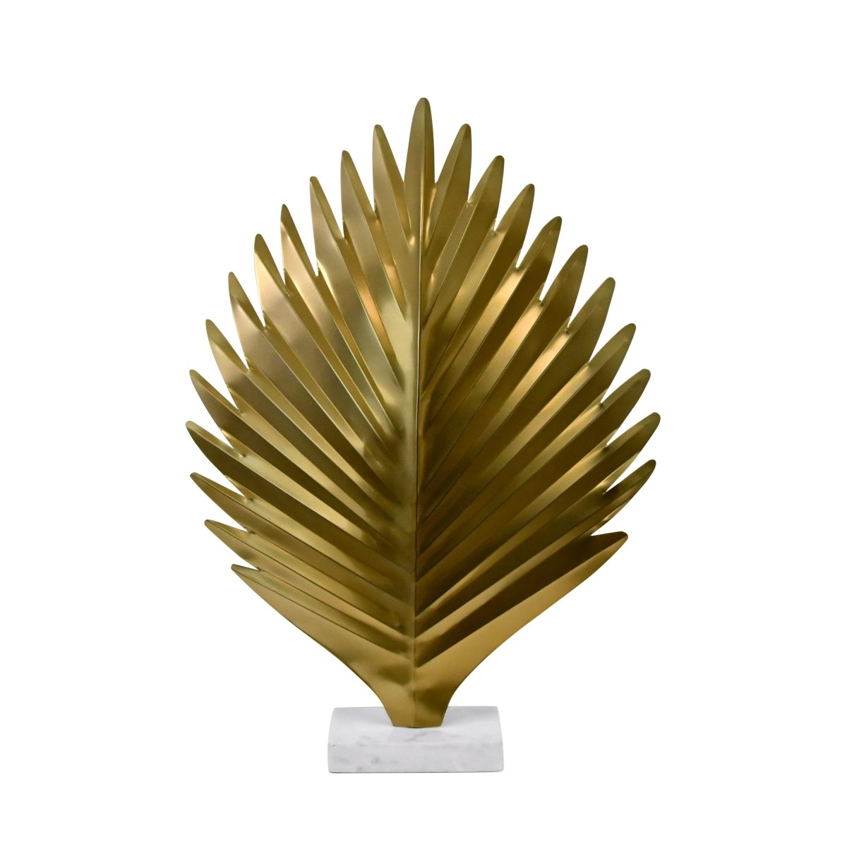Sprig Large Antique Brass Leaf Sculpture by Worlds Away 23.2" H x 5.9" W x 15.4" D Antique Brass and White at FIG LINENS AND HOME 1