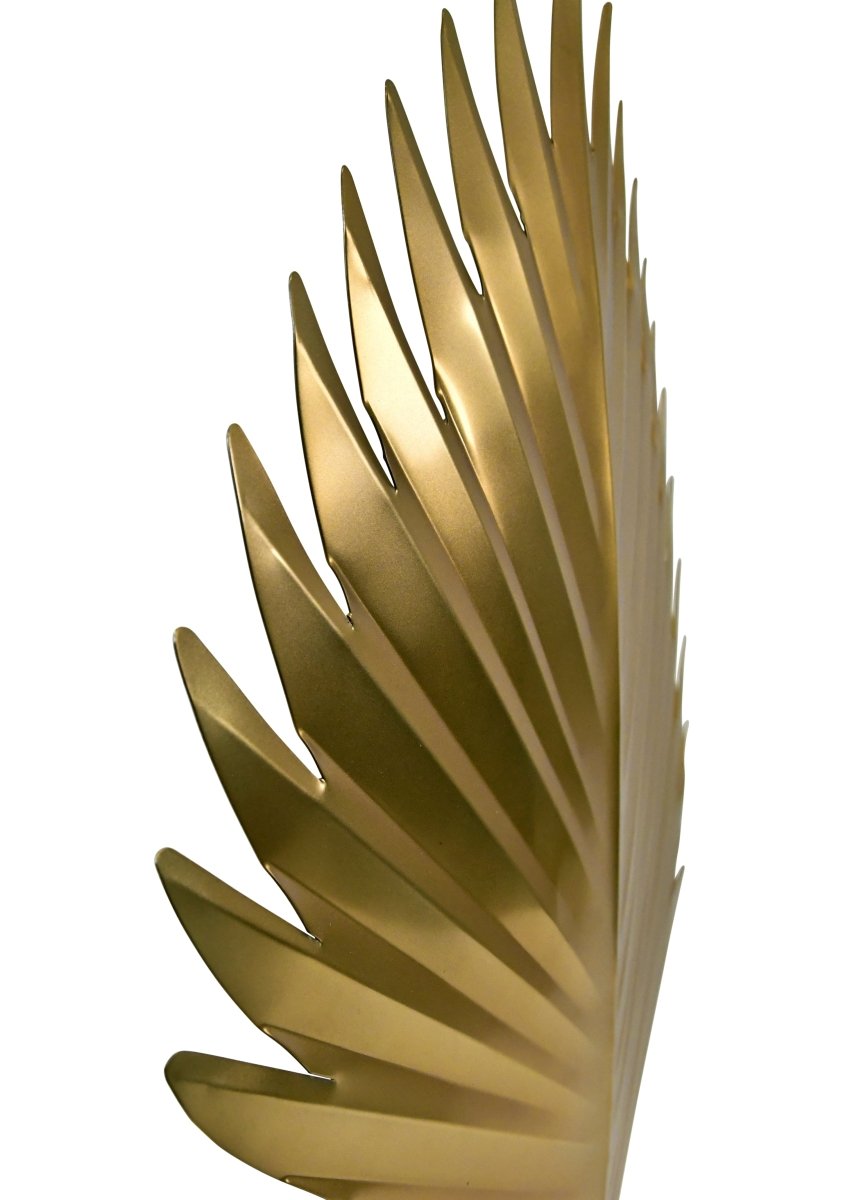 Sprig Large Antique Brass Leaf Sculpture by Worlds Away 23.2" H x 5.9" W x 15.4" D Antique Brass and White at FIG LINENS AND HOME 5