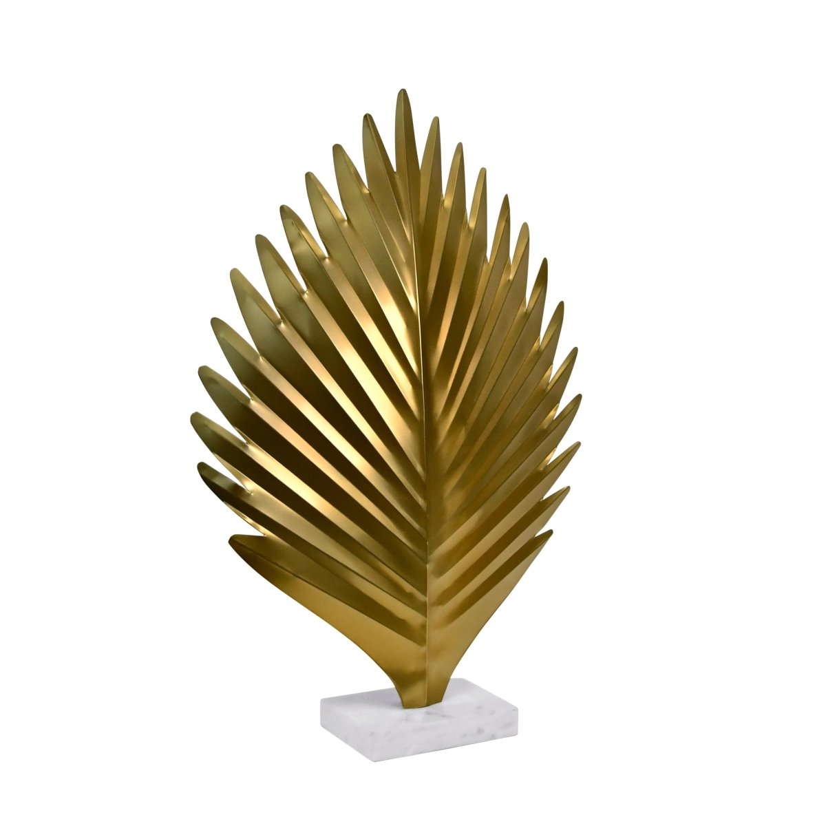 Sprig Large Antique Brass Leaf Sculpture by Worlds Away 23.2" H x 5.9" W x 15.4" D Antique Brass and White at FIG LINENS AND HOME 2