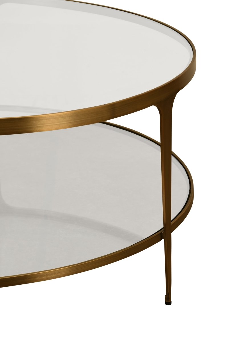 Worlds Away Stacey coffee table antique brass frame detail at Fig Linens and Home