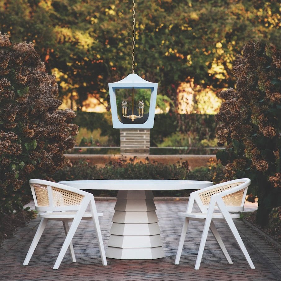 Wimble Blue Pagoda Lantern with Gold Leaf by Worlds Away - Outdoor Lifestyle