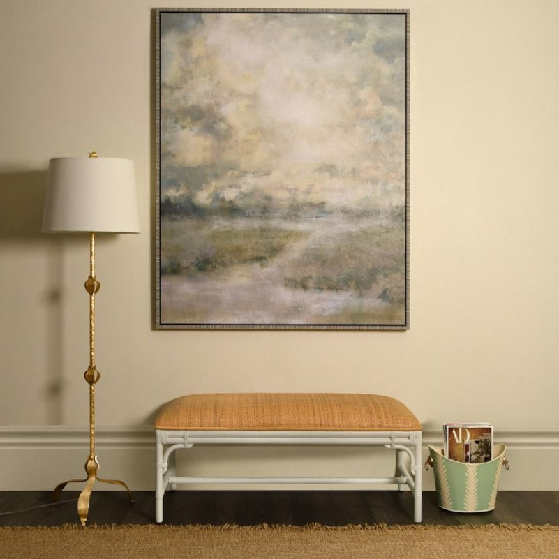 Worlds Away Asha White Bench 19"H x 45"W x 18.5"D White at FIG LINENS AND HOME 2