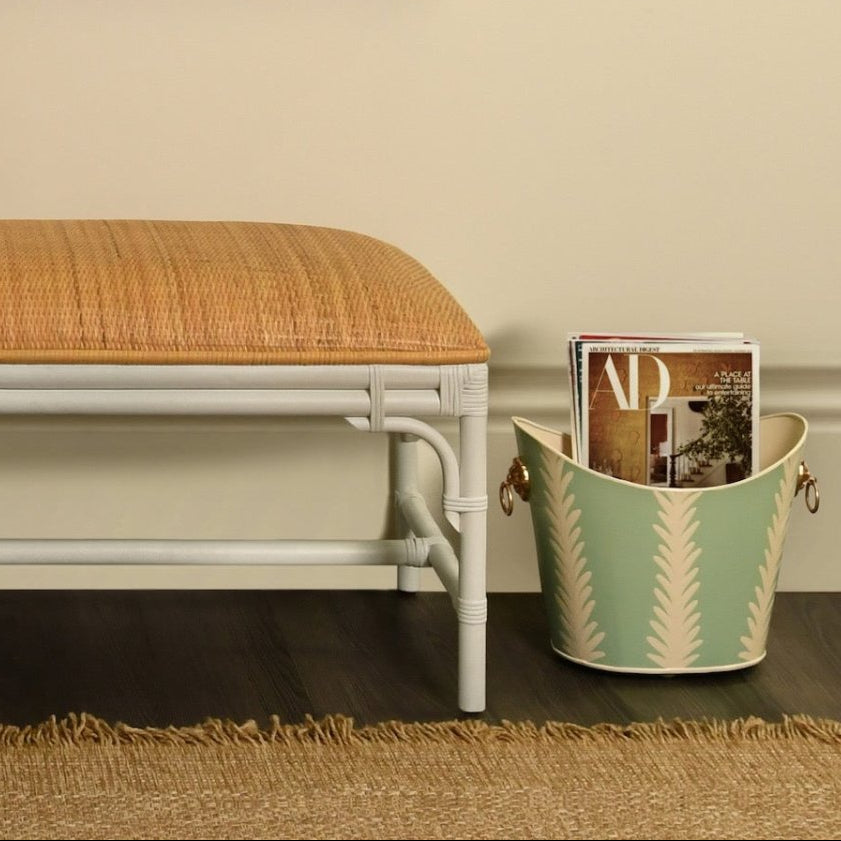 Worlds Away Asha White Bench 19"H x 45"W x 18.5"D White at FIG LINENS AND HOME 3
