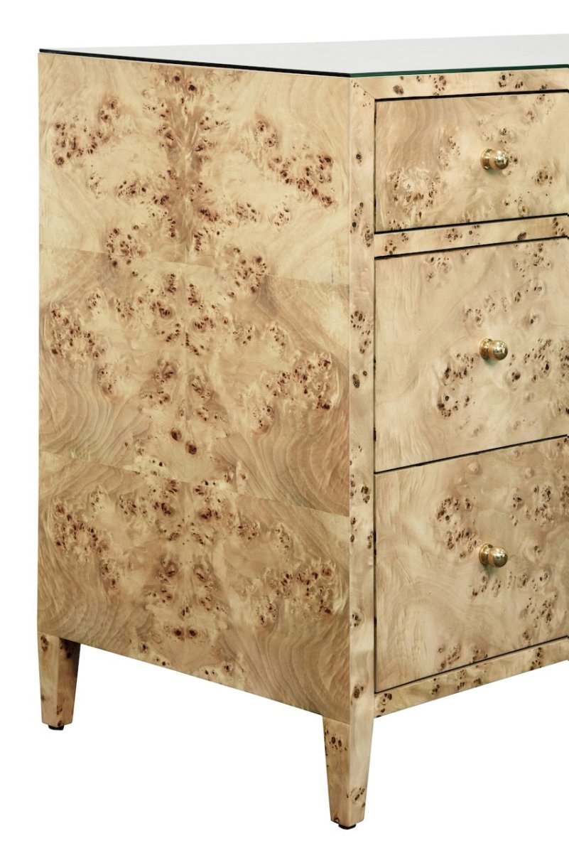 Worlds Away Carnegie Burlwood Cabinet Detail at Fig Linens and Home