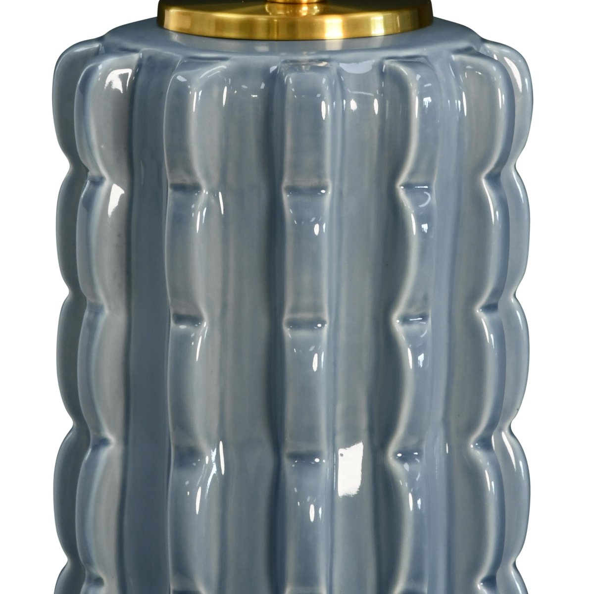 Worlds Away Cece Scallop Light Blue Ceramic Table Lamp - Detail of Scallop - Fig Linens and Home