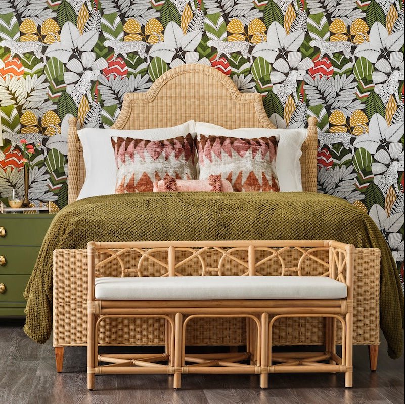 Worlds Away Ferguson Natural Bench at Fig Linens and Home - Lifestyle at Foot of Bed