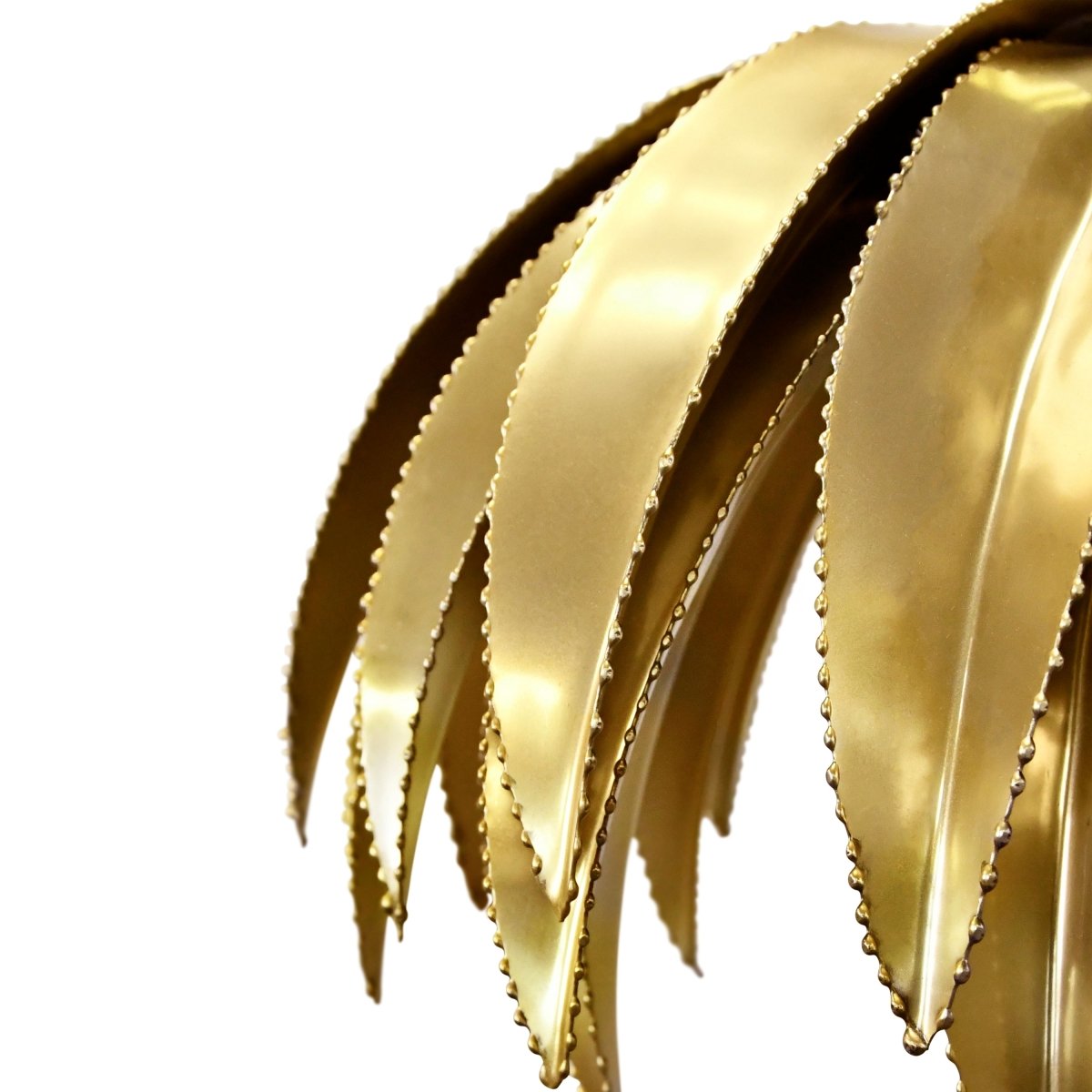 Worlds Away Fifi Palm Leaf Pendant with Antique Brass Finish - Detail of Palm Frond Chandelier