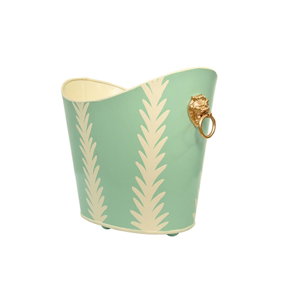 Worlds Away Fronds Bin with Lion Handles at Fig Linens and Home - Angle View