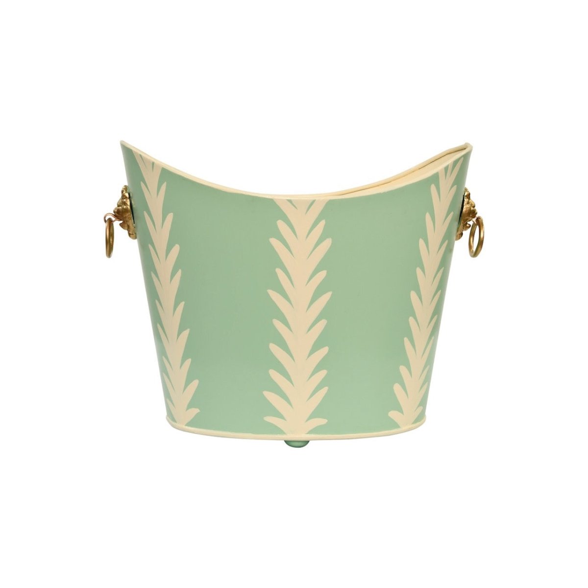 Worlds Away Small Frond Wastebasket | Lion Handles Bin at Fig Linens and Home - Main Image