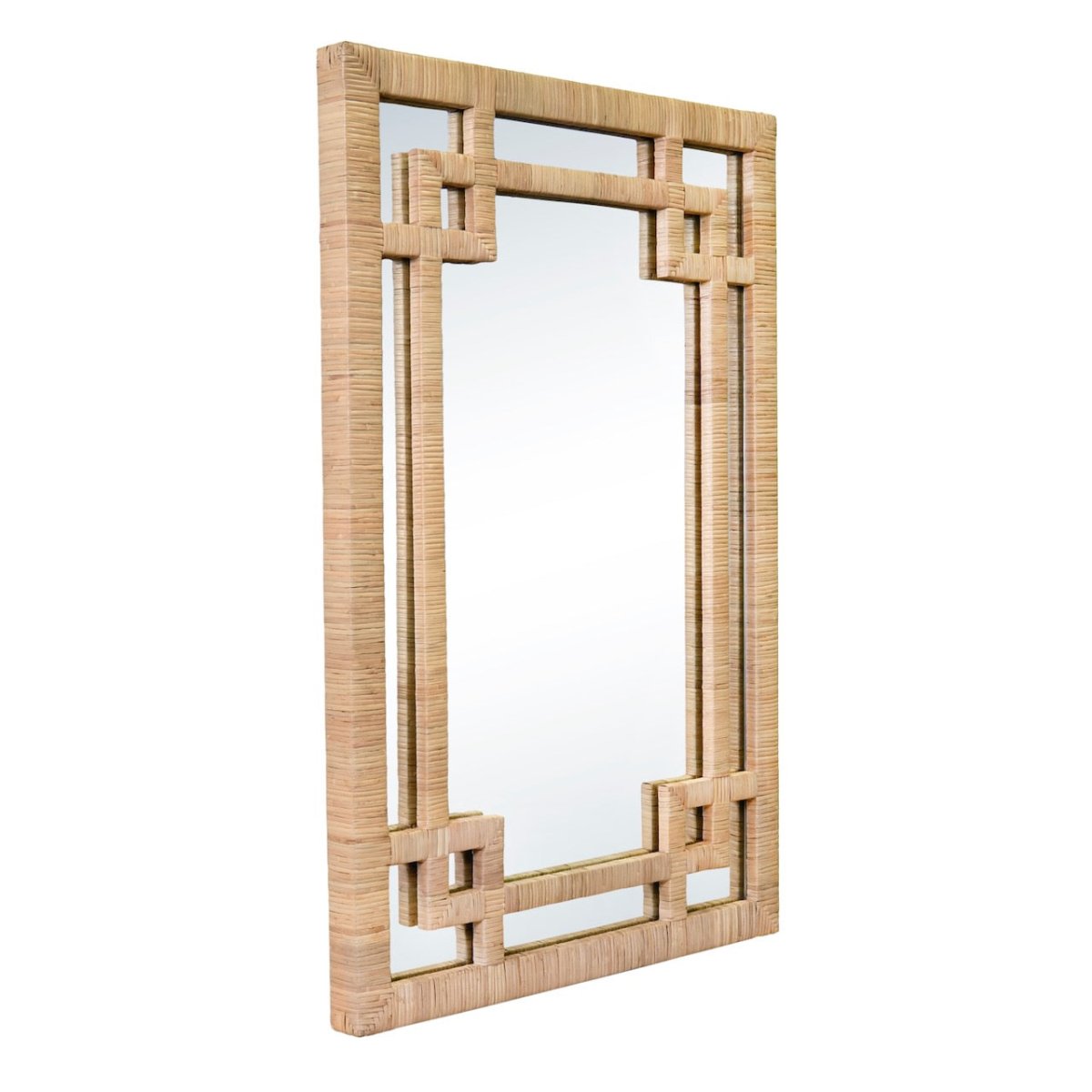 Worlds Away Geneva Natural Rattan Mirror - Angle View