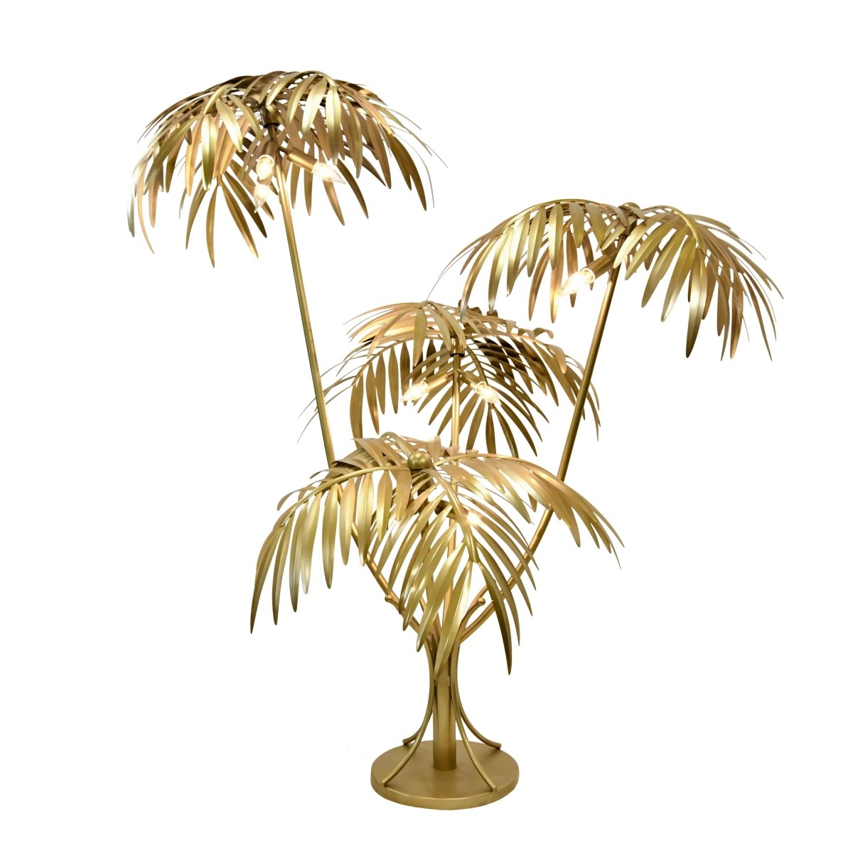 Worlds Away Gilda Oversize Palm Tree Floor Lamp In Antique Brass 61" H x 40.2" W x 45.3" D Antique Brass at FIG LINENS AND HOME 4