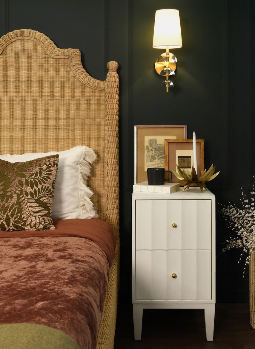 Worlds Away Hammond White Side Table - Bedside Small Side Table in Bedroom - Fig Linens and Home 3