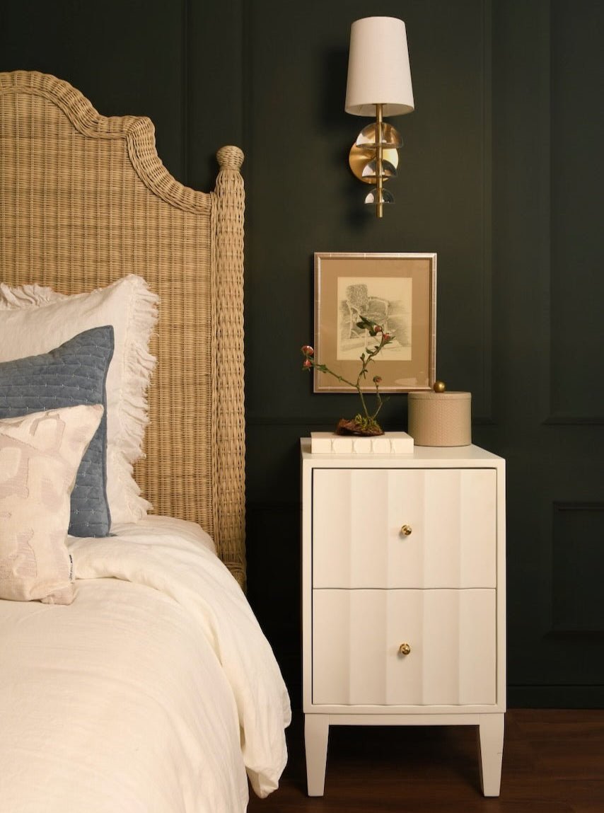 Worlds Away Hammond White Side Table - Bedside Small Side Table in Bedroom - Fig Linens and Home 2