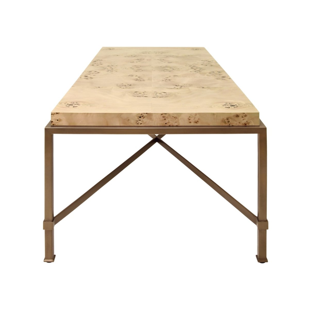 Coffee Table - Worlds Away Hardwick Burlwood Coffee Table at Fig Linens and Home - Side View