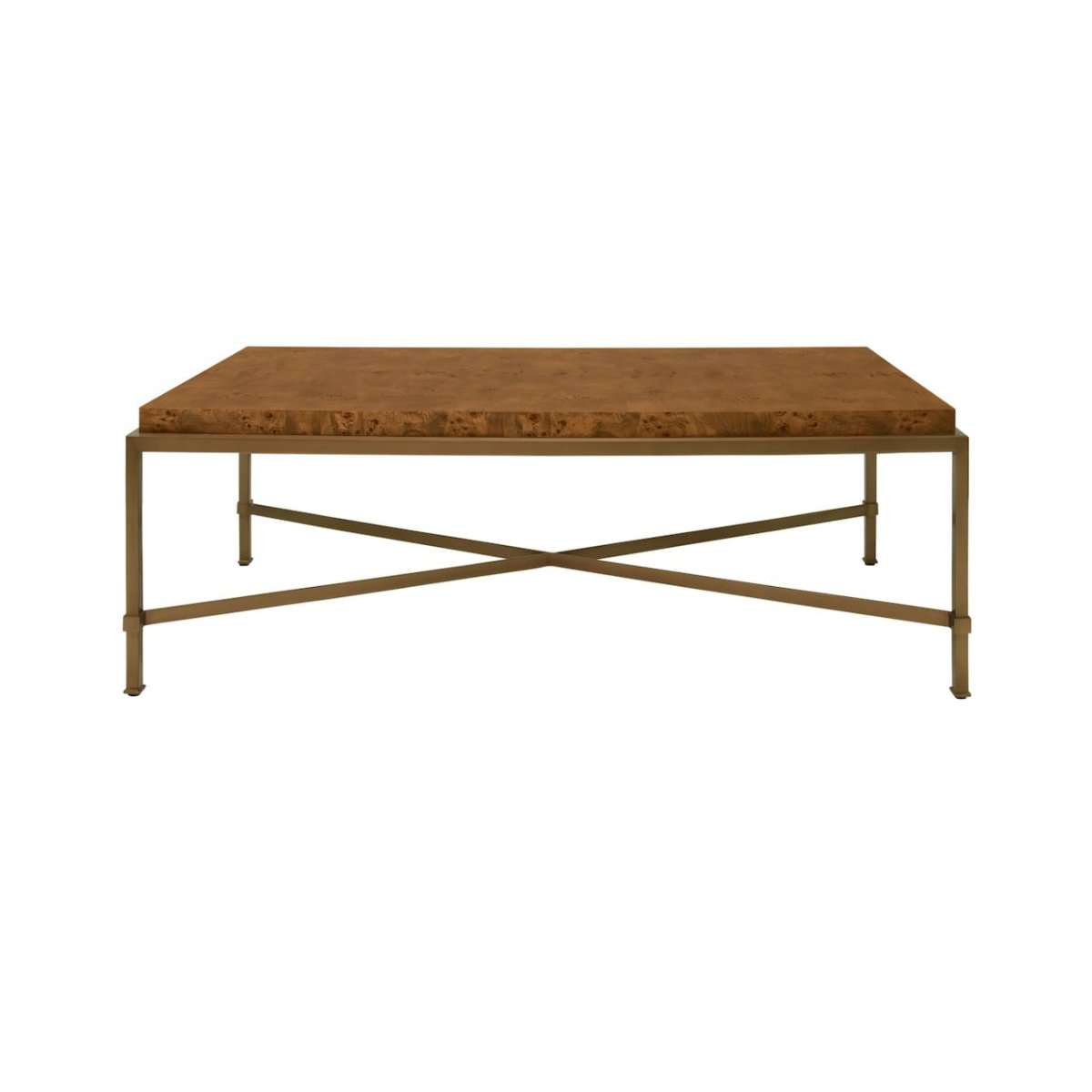 Worlds Away Hardwick Dark Burlwood Coffee Table - Front View at Fig Linens and Home