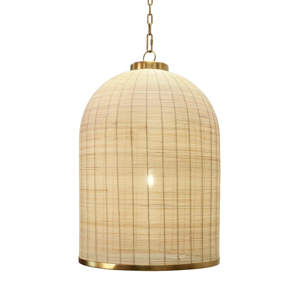 Worlds Away Laken Rattan Chandelier 27"H x "W x "D Natural Rattan & Satin Brass Hardware at FIG LINENS AND HOME 1