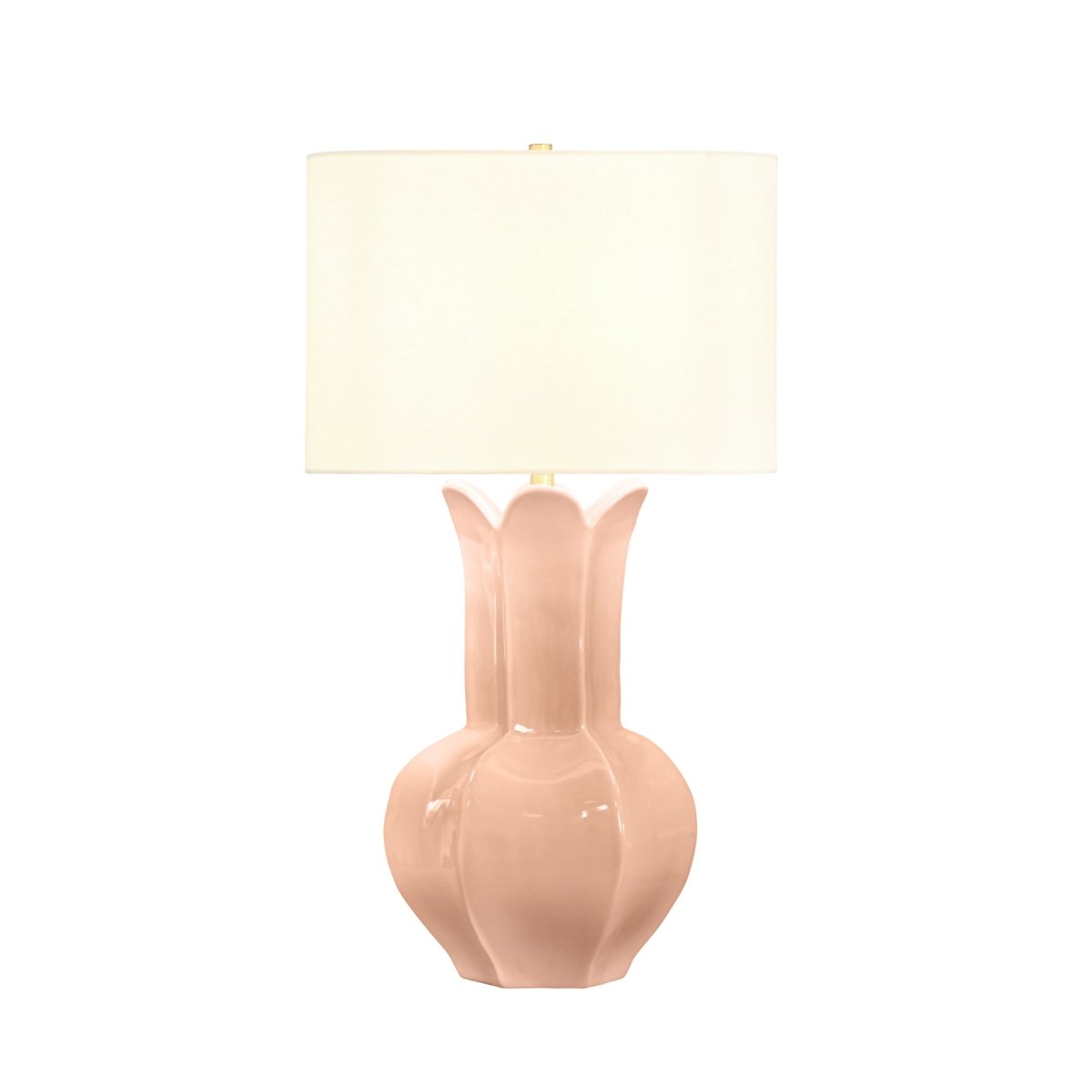 Worlds Away Lyla Pink Ceramic Table Lamp 30.5" H x 17.25" W x 17.25" D Coral Pink at FIG LINENS AND HOME 2