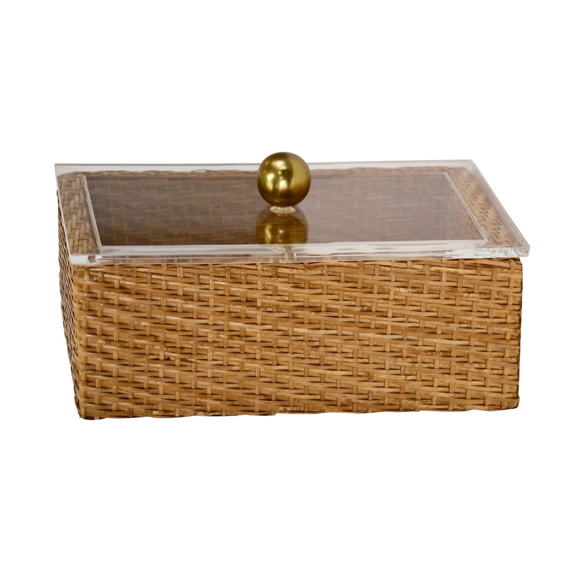 Worlds Away Meryl Large Woven Rattan Box with Lid at Fig Linens and Home 2