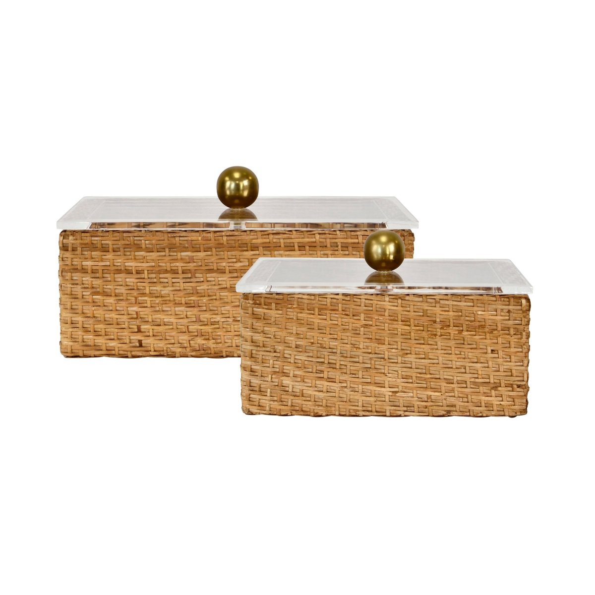 Large Rattan Box - Meryl Rattan Container with Lid by Worlds Away