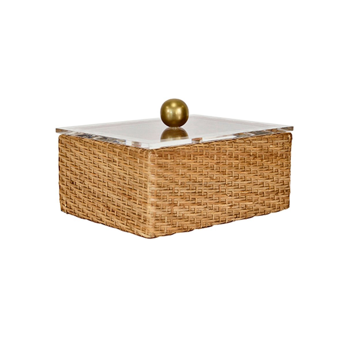 Worlds Away Meryl Small Woven Rattan Box with Lid at Fig Linens and Home 2
