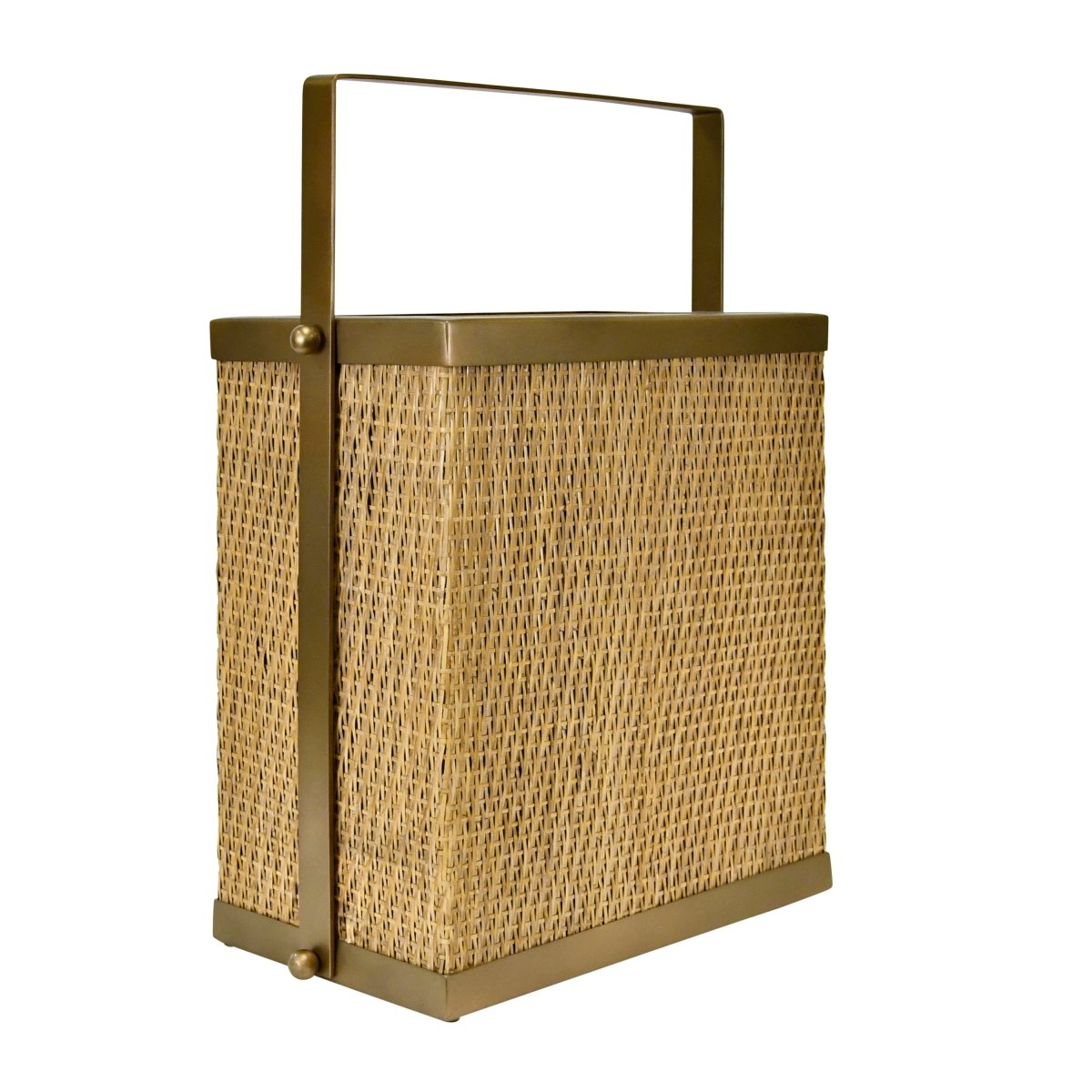 Nelson Woven Rattan Magazine Holder at Worlds Away at Fig Linens and Home - Angle View