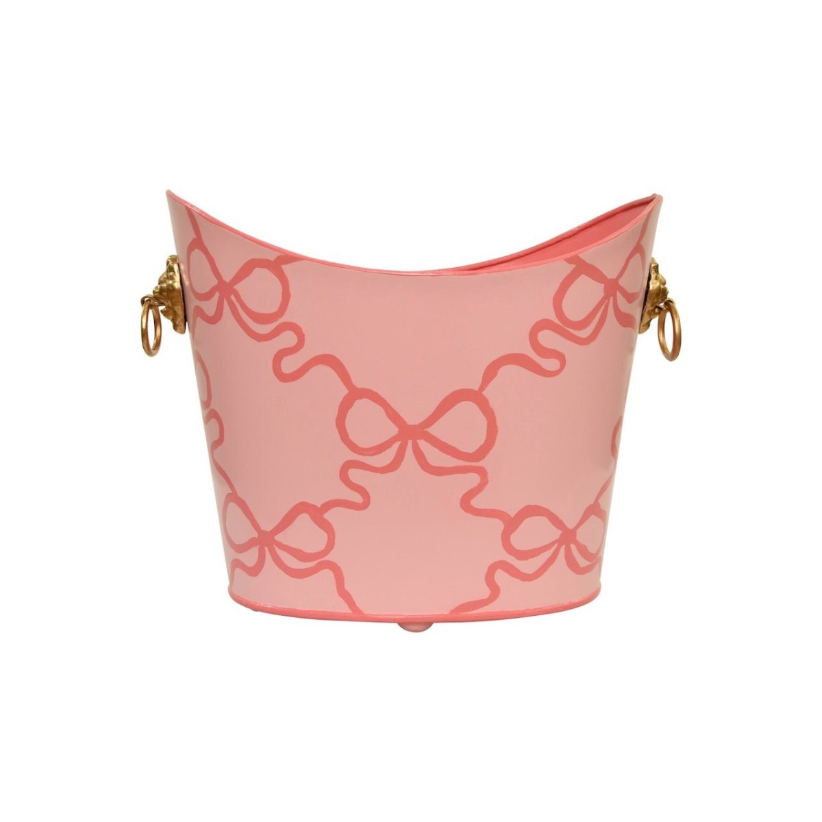 Worlds Away Wastebasket Bows Pink Ribbon Bath Accessory 2