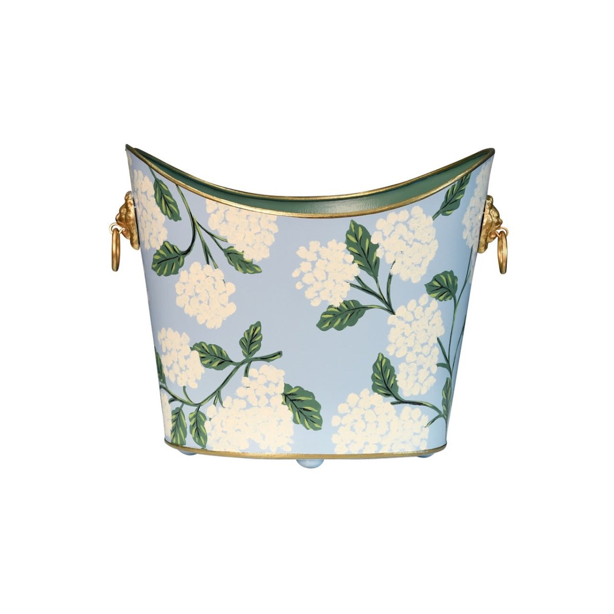Worlds Away Small Hydrangea Wastebasket - Side View - Fig Linens and Home