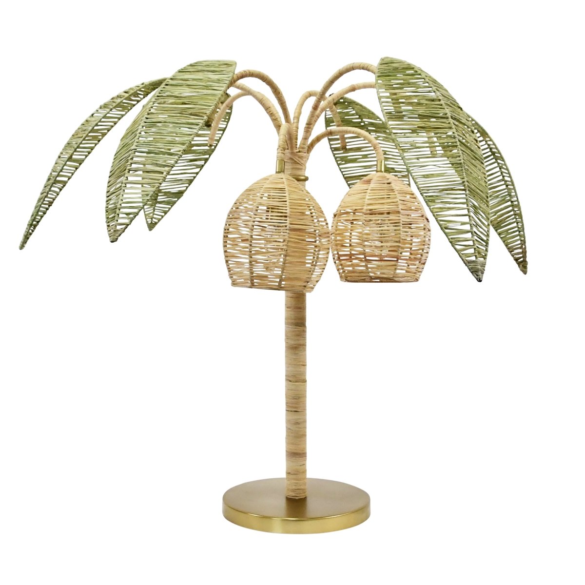 Worlds Away Sola Green And Natural Paper Raffia Table Lamp at Fig Linens and Home - Unlit Angle 1