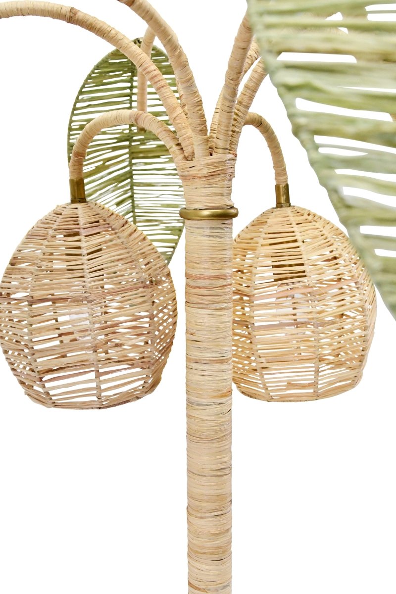 Worlds Away Sola Green And Natural Paper Raffia Table Lamp at Fig Linens and Home - Detail View 1