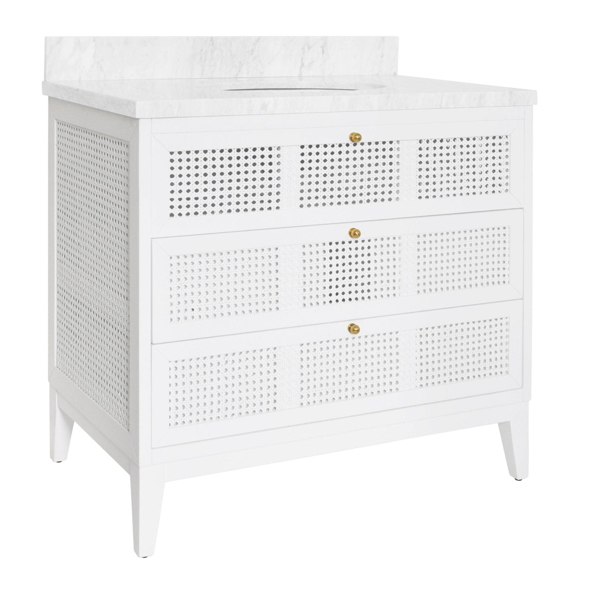 Wynn White Bathroom Vanity by Worlds Away at Fig Linens and Home - Angle View