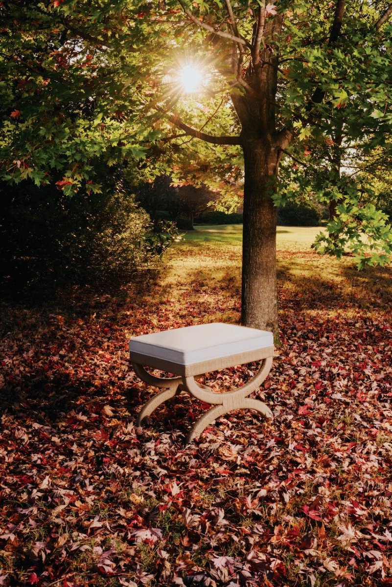 Xanadu Stool in Natural by Worlds Away at Fig Linens and Home - Rope Detail 2