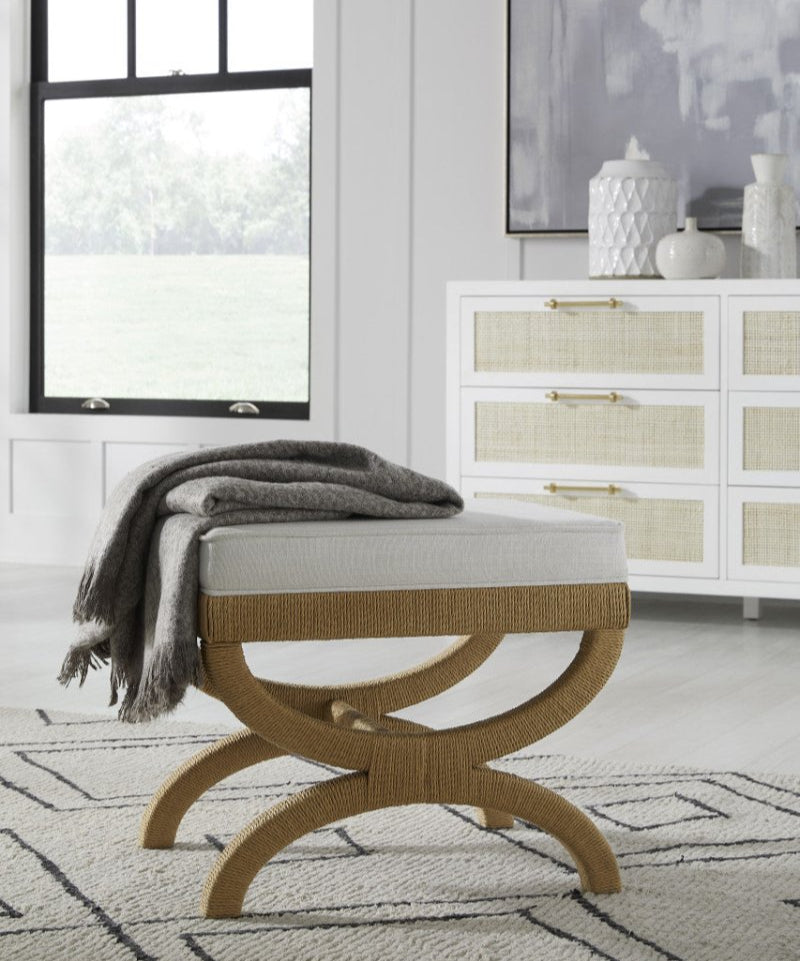 Xanadu Stool in Natural Rope by Worlds Away - Lifestyle at Fig Linens and Home 1