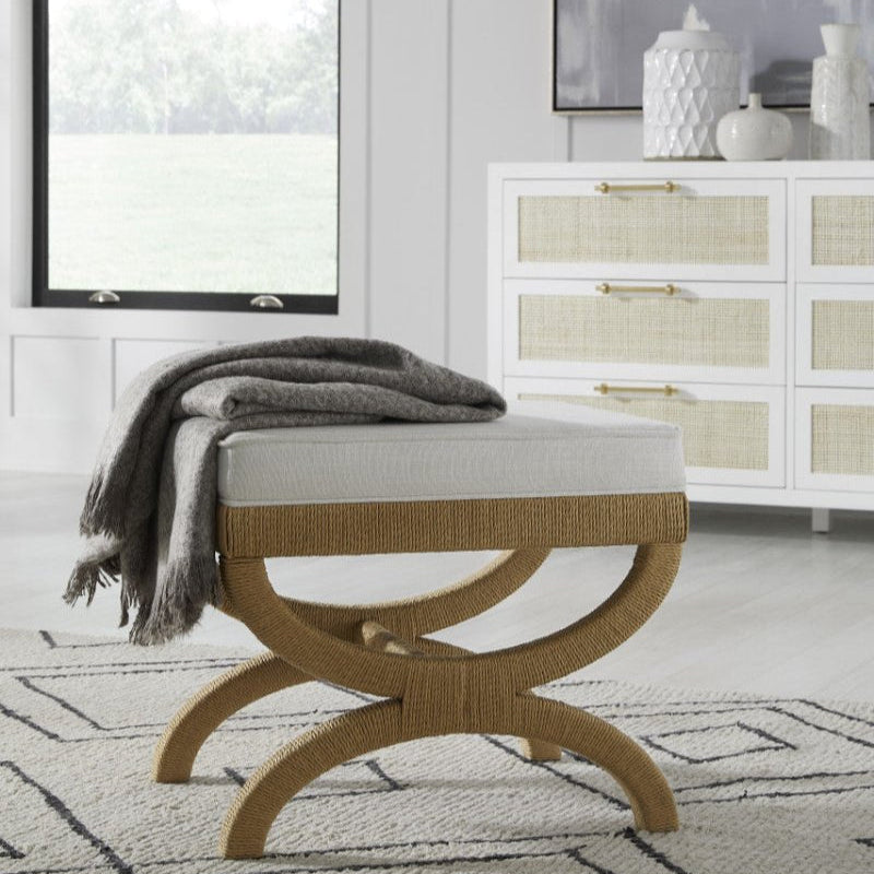 Xanadu Stool in Natural Rope by Worlds Away - Lifestyle at Fig Linens and Home 1