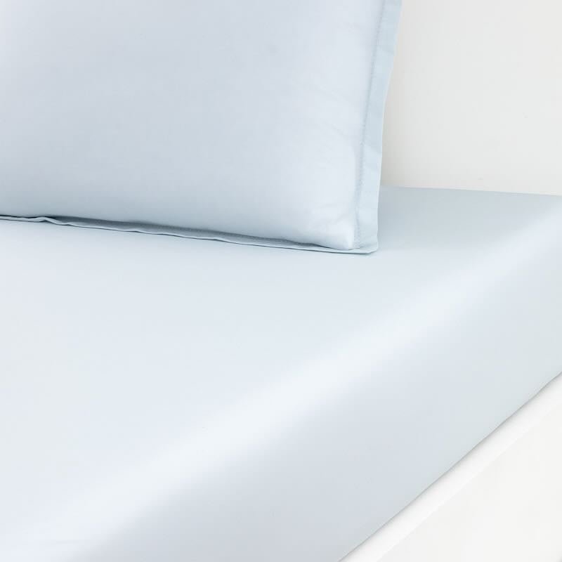 Batiste Aqua Bedding by Yves Delorme Fitted Sheet Full 55 x 79 Aqua at FIG LINENS AND HOME 12