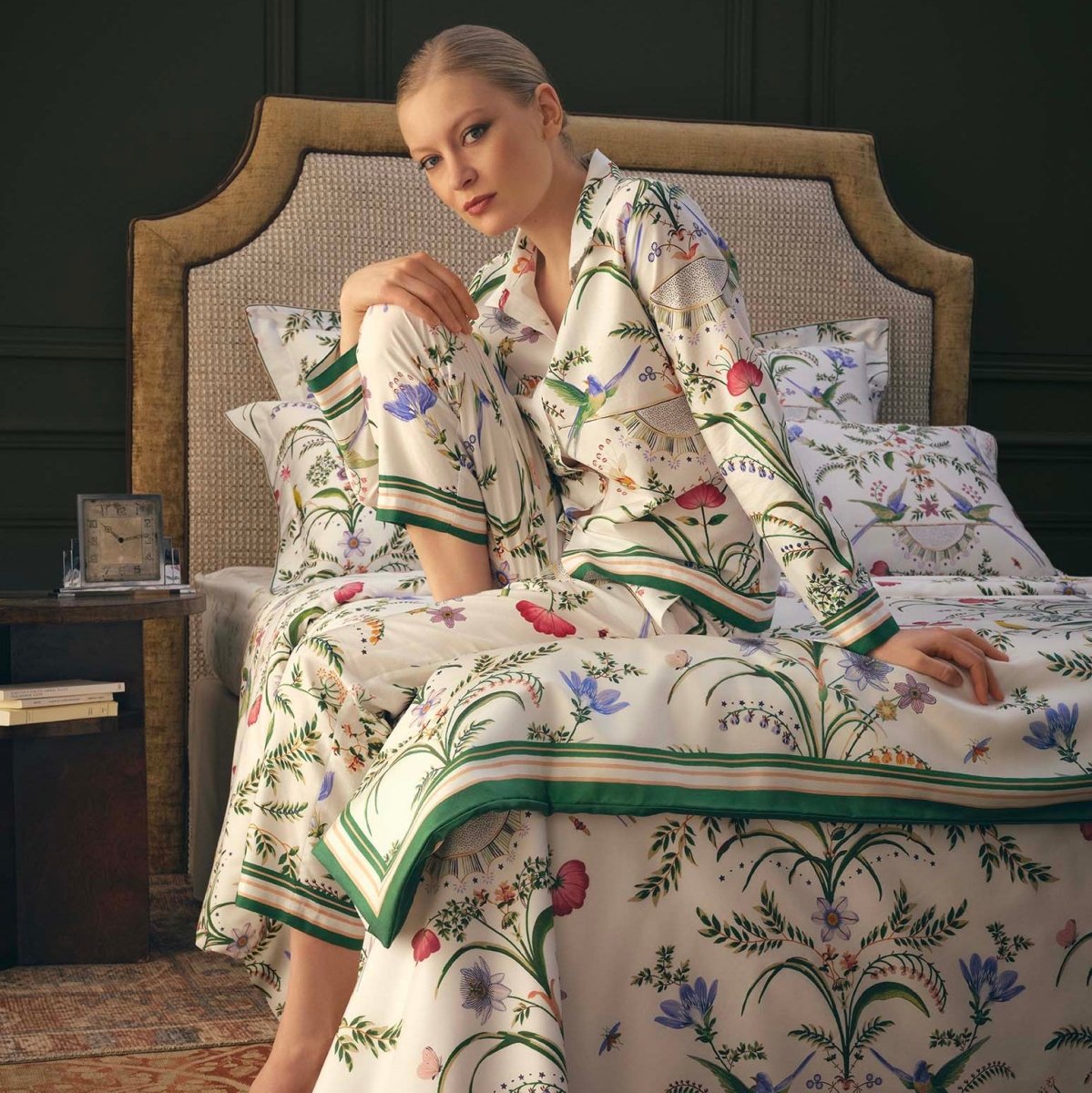 Botanic Silk Counterpane by Yves Delorme Counterpane 87" x 53" Multi at FIG LINENS AND HOME 3