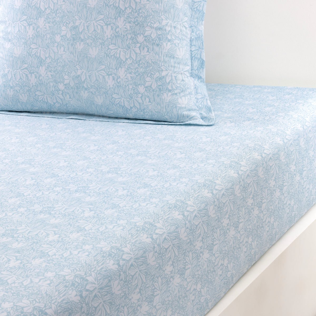 Capri Aqua Organic Bedding by Yves Delorme Fitted Sheet King 79 x 81 Aqua at FIG LINENS AND HOME 6