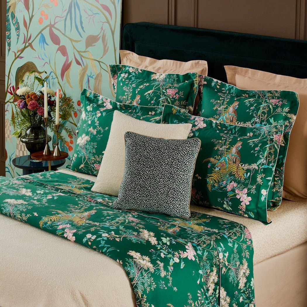 Contes Quilted Coverlets | Yves Delorme Green Bedspread Lifestyle Photo