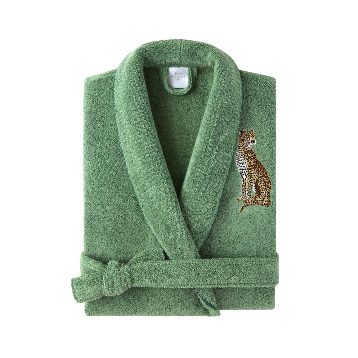 Contes Shawl Collar Bathrobe (Women's) by Yves Delorme Shawl collar Bathrobe (Women's) XL Foret Green at FIG LINENS AND HOME 1
