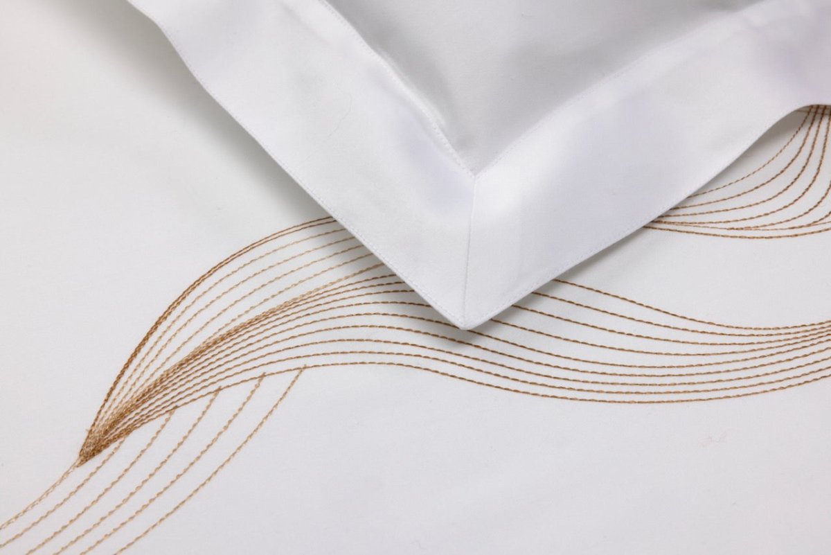 Zephyr Brun Bedding | Yves Delorme Couture Sheets & Duvets - Embroidery Detail 2
