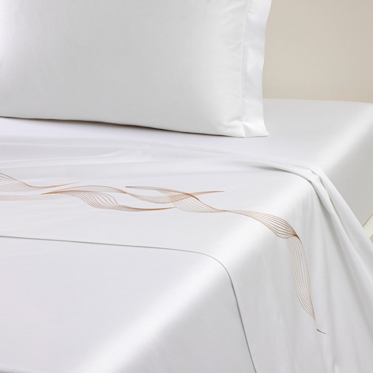 Zephyr Brun Flat Sheet King 115 x 126 Yves Delorme Couture at Fig Linens and Home